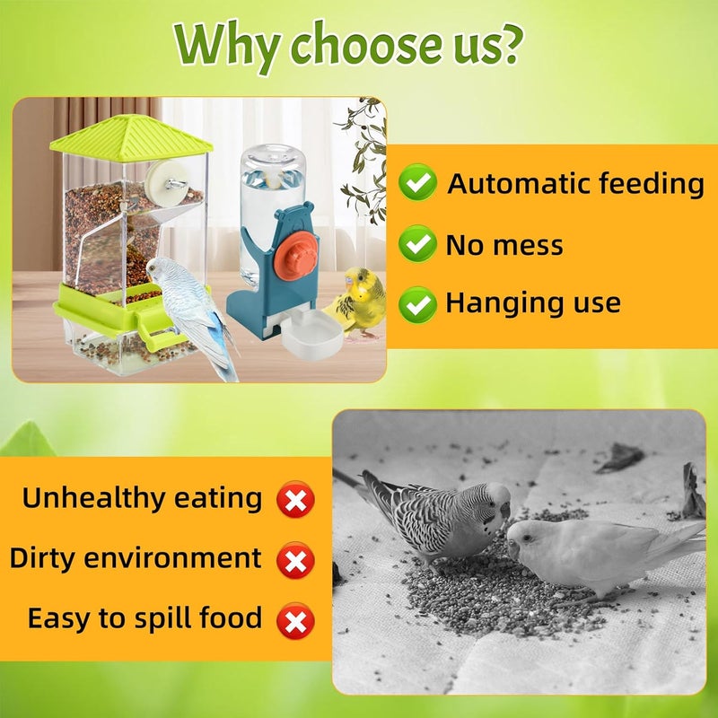 Rypet No Mess Bird Water Feeder Dispenser Set Automatic Bird Feeder for Cage Transparent Food Container for Cage Acrylic Parrot Seed Feeders Accessories for Small Birds Parrot Cockatoo Canary - Image 5